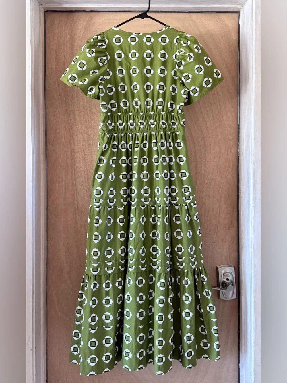Anthropologie Somerset Maxi Dress Tiered Cotton Moss White Black Women’s XXS